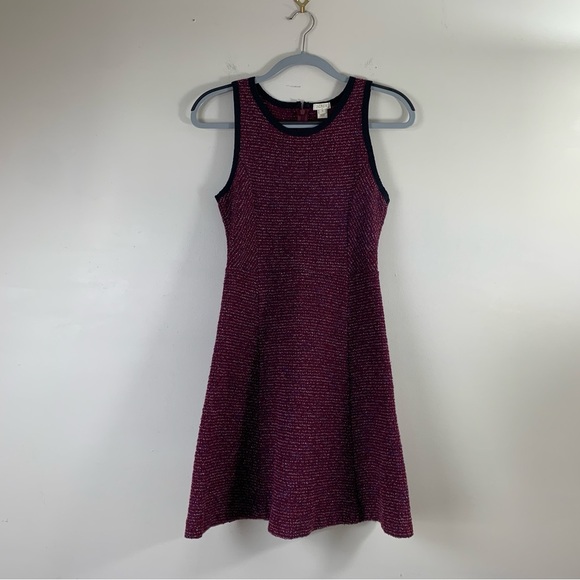 J. Crew Mini Sleeveless Tweed Fit & Flare Wool Blend Dress 2 - Picture 2 of 12